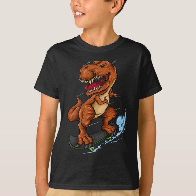 Skateboarding T-rex - Cute Trex Dinosaur Skateboar T-Shirt (Vorderseite)