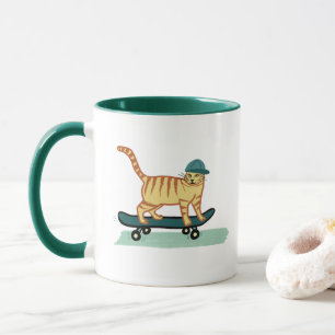 Skateboarding Tabby Cat Tasse