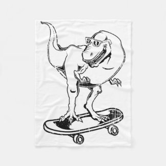 Skateboarding Te-rex Dinosaur Fleecedecke