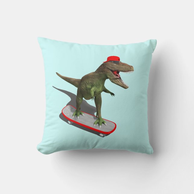 Skateboarding TRex Kissen (Vorderseite)