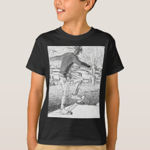 Skateboarding Trickster Sketch Round Clock T-Shirt