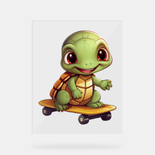Skateboarding Turtle, Athletic Animal Design Acrylschild