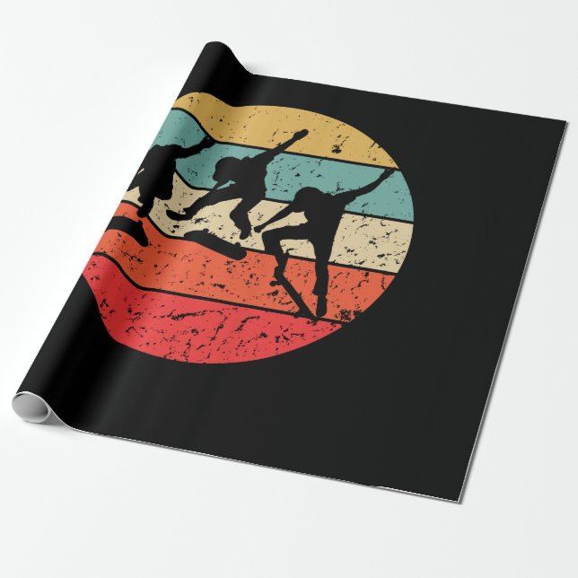 Skateboarding - Vintage Retro Skateboarder Geschenkpapier (Ungerollt)