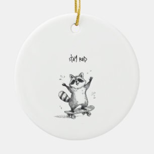Skateboarding Waschbär – Süßer lustiger Skateboard Keramik Ornament