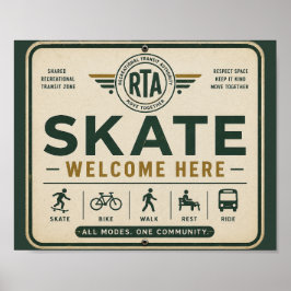 Skateboarding-Willkommensschild im Vintage-Stil fü Poster