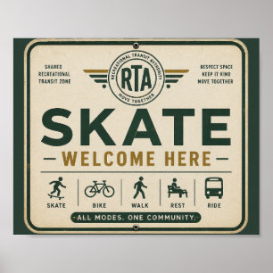 Skateboarding-Willkommensschild im Vintage-Stil fü Poster
