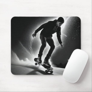 Skateboardjunge mit Blitzlicht Mousepad