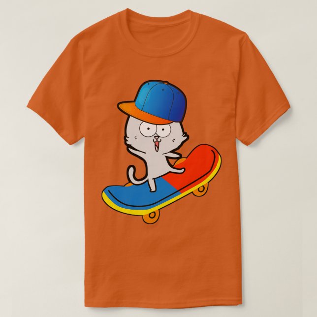 Skateboardkatze T-Shirt (Design vorne)