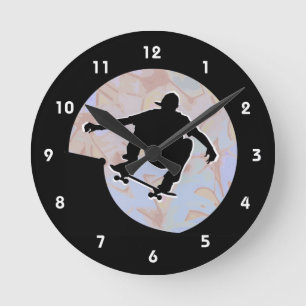 Skateboardmontage-Wandsperre Runde Wanduhr