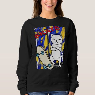 Skateboardoutfit und Niedliche Skaten Cat Niedlich Sweatshirt