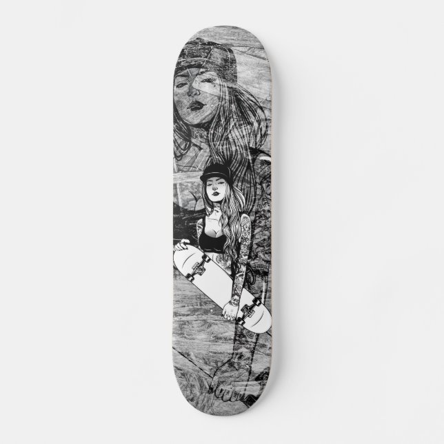 Skateboards feminer Tatouée-Stil urbain sur bois (Vorderseite)
