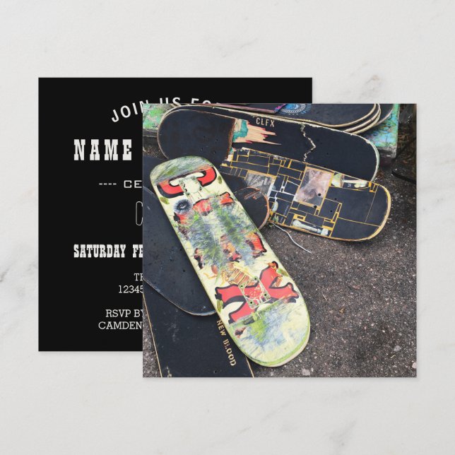 Skateboards für Colfax Einladung (Vorne/Hinten)