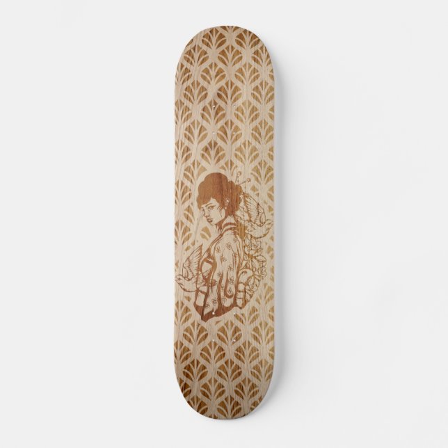 Skateboards Geisha japonaise gravure sur bois (Vorderseite)