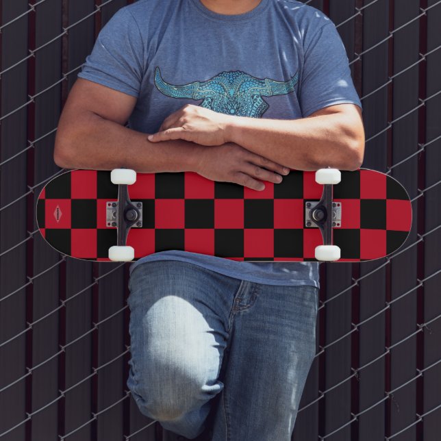 Skateboards Schwarzes und Rotes Schachbrett HAMbWG (Außenbereich 3)