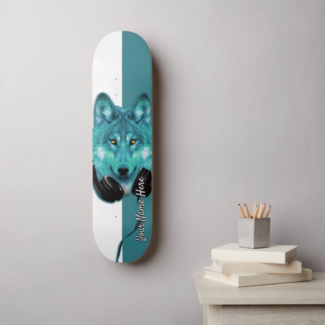 Skateboards+Wolf+Individuelle Name+Vorlage+persona Skateboard (Wandkunst)