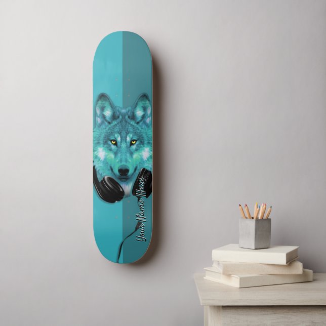Skateboards+Wolf+Individuelle Name+Vorlage+persona Skateboard (Wandkunst)
