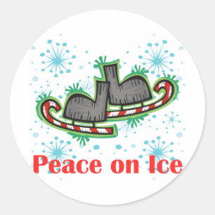SkateChick Peace on Ice Runder Aufkleber