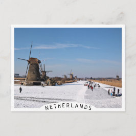 Skaten an den Windmühlen im Winter Postkarte