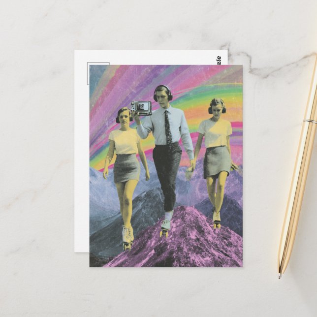 Skaten auf der Bergkette Surreal Postkarte (Vorderseite/Rückseite Beispiel)