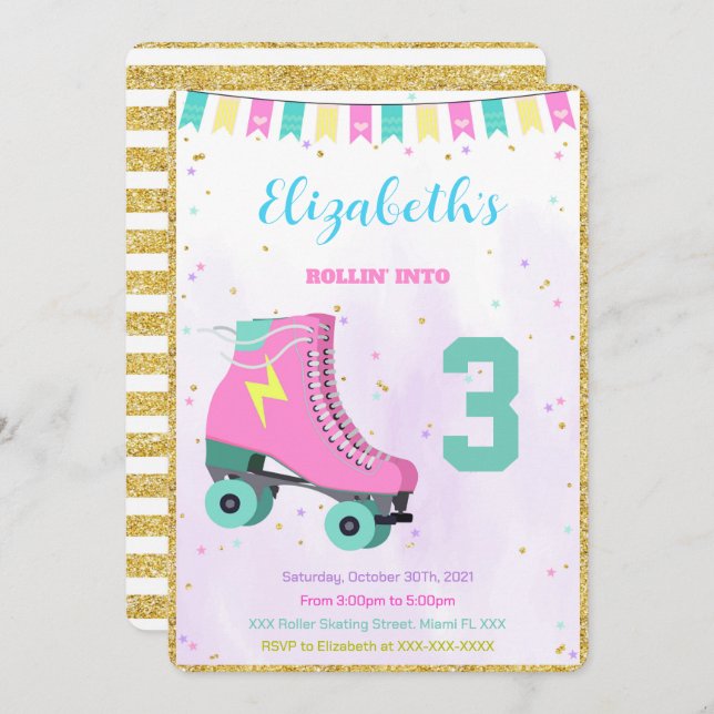 Skaten-Einladung Einladung (Vorne/Hinten)