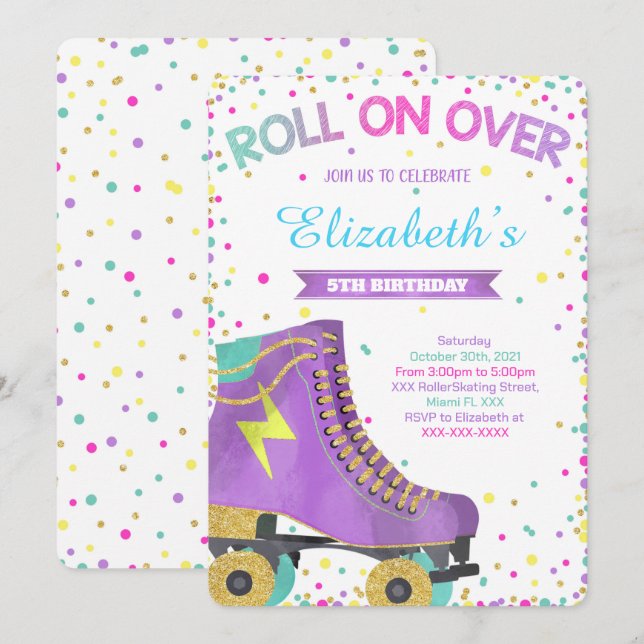 Skaten-Einladung, Einladung zum Geburtstag (Vorne/Hinten)