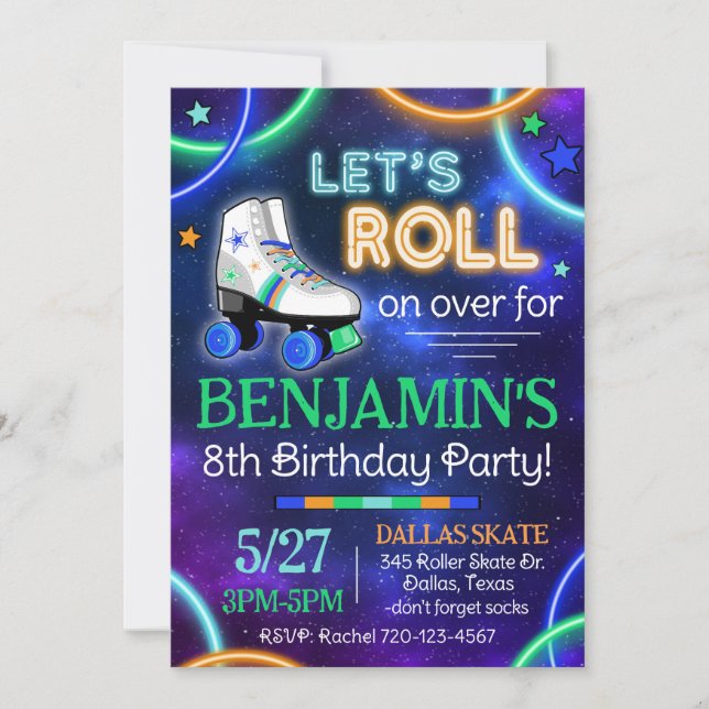 Skaten-Einladung, Roller-Skaten-Einladung Einladung (Vorderseite)
