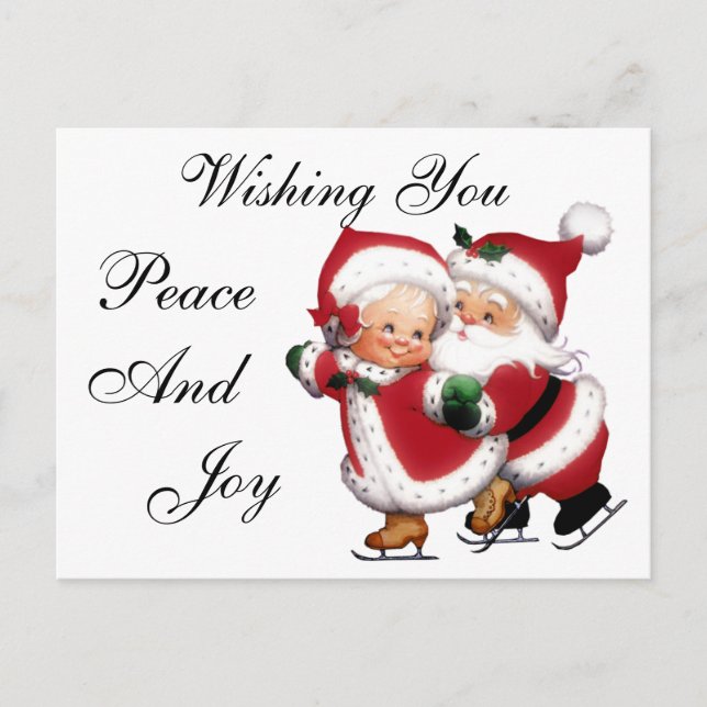 Skaten Frau Claus Postcard Postkarte (Vorderseite)