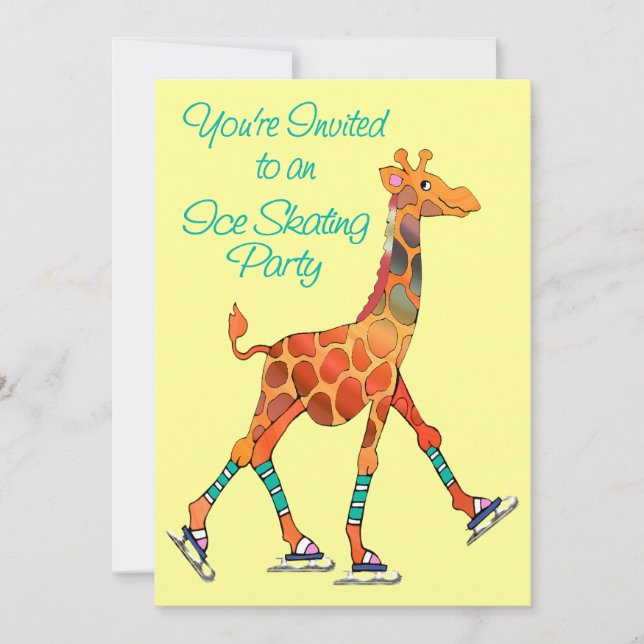 Skaten Giraffe Einladung (Vorderseite)
