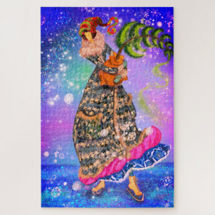 Skaten Girl mit Weihnachtsbaumpuzzle Puzzle