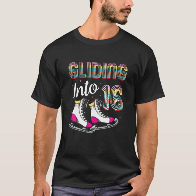 Skaten Ice 16th Birthday Abbildung Skate - Gliding T-Shirt (Vorderseite)