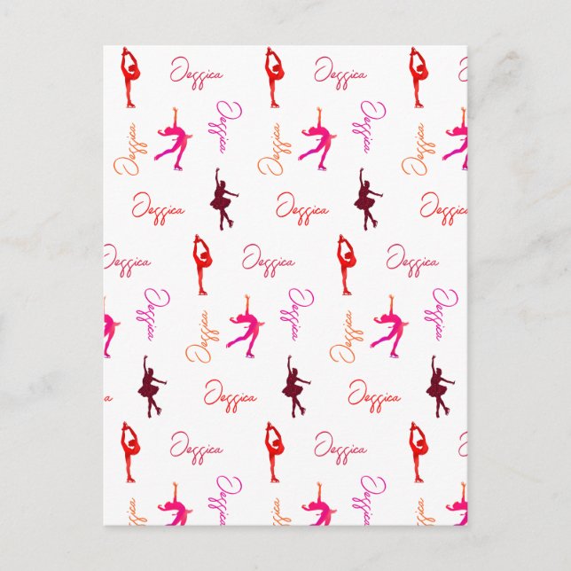 Skaten Ice-Skaten-Name der Girl-Abbildung Postkarte (Vorderseite)