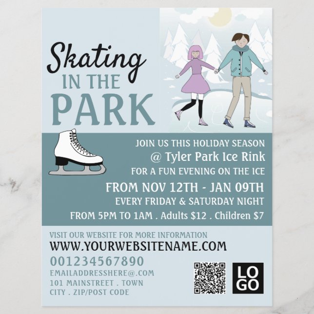 Skaten im Park, Ice Skate Rink Werbung Flyer (Vorne)
