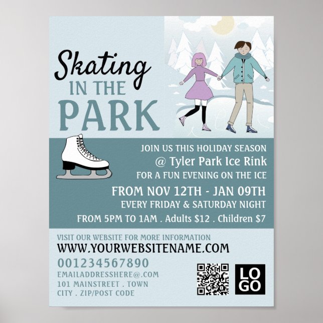 Skaten im Park, Ice Skate Rink Werbung Poster (Vorne)