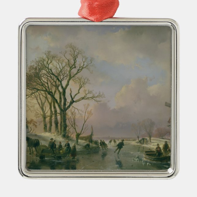 Skaten in Holland Silbernes Ornament (Vorne)