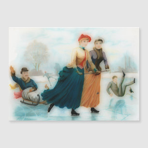 Skaten in Norwegen - lustige Vintage Grafik Magnetkarte