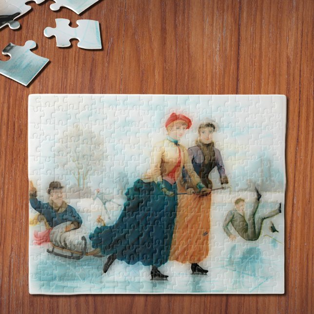 Skaten in Norwegen - lustige Vintage Grafik  Puzzle (Von Creator hochgeladen)