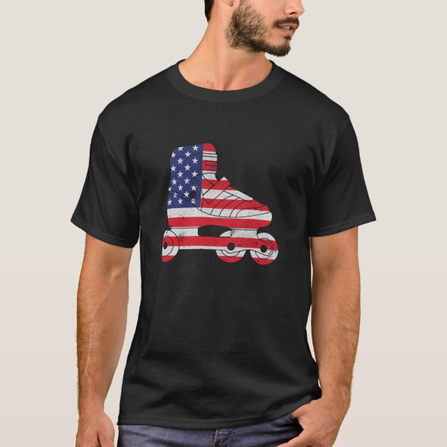 Skaten Independence Day Patriotic USA Flag 4. T-Shirt (Vorderseite)