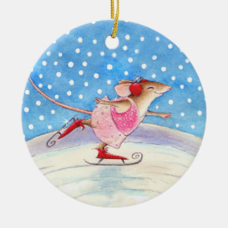 Skaten Mouse Weihnachts- oder Winterschmuck Keramik Ornament