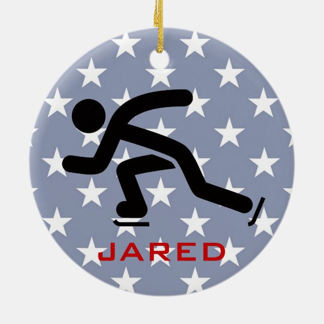 Skaten-Ornament mit personalisierter Geschwindigke Keramikornament (Hinten)