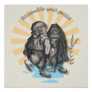 Skaten Owls Retrostil Nostalgische Gestaltung Poster
