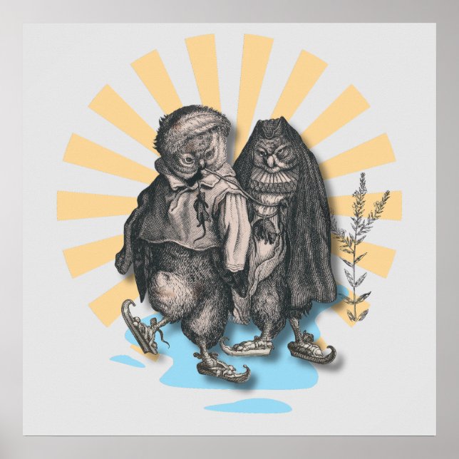 Skaten Owls | Retrostil | Nostalgische Gestaltung Poster (Vorne)