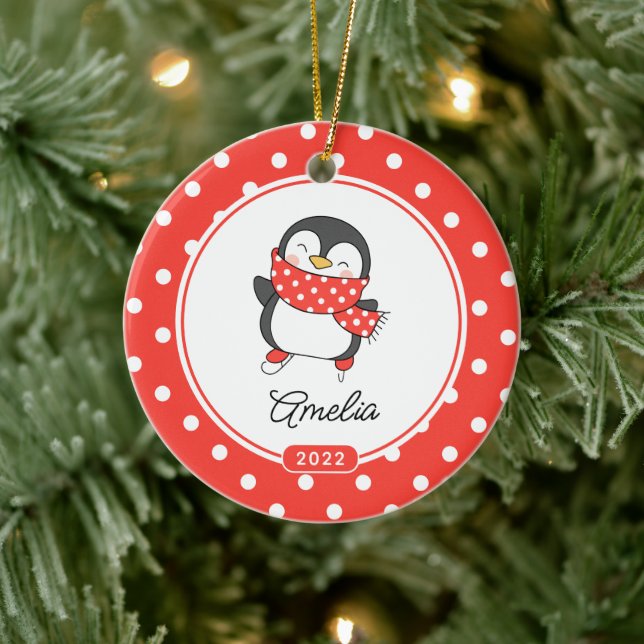 Skaten Penguin Girls Weihnachtsdekoration Keramik Ornament (Baum)