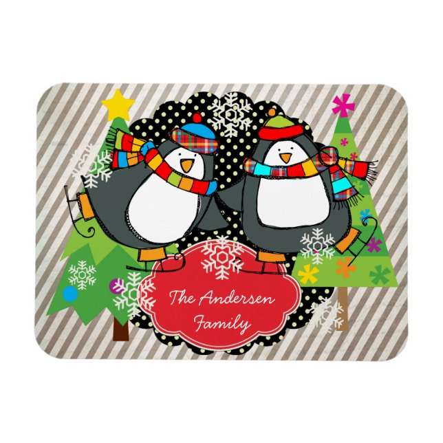 Skaten Penguins Personalisiert Holiday Flexi Magne Magnet (Horizontal)