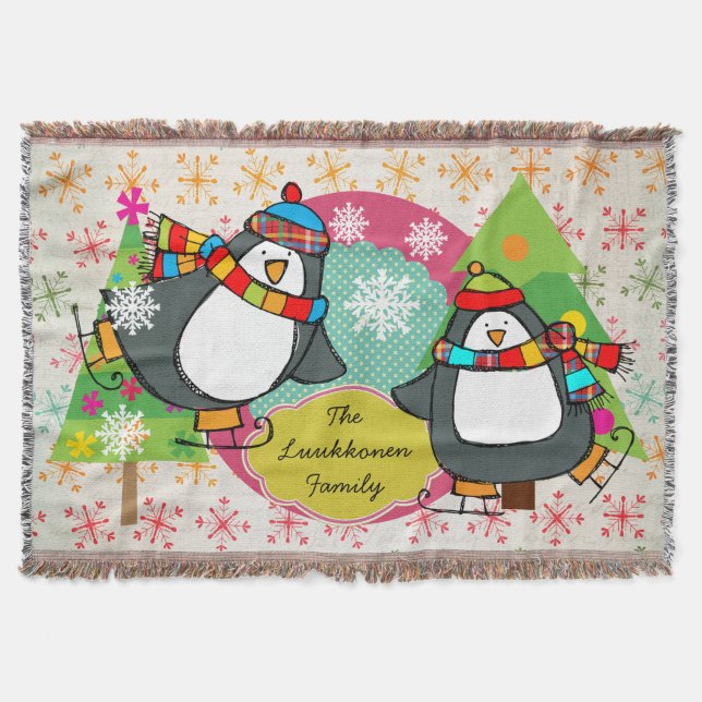 Skaten Pinguine und Schneeflocken Decke (Vorderseite)