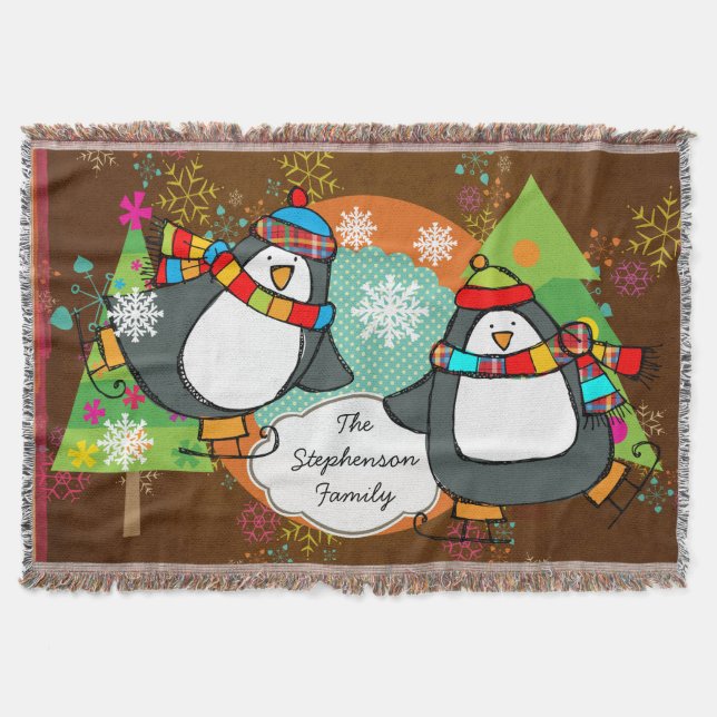 Skaten Pinguine und Weihnachtsbaumen Decke (Vorderseite)