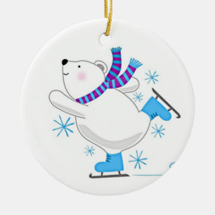 *SKATEN POLAR BEAR* CHRISTMAS ORNANATION KERAMIK ORNAMENT