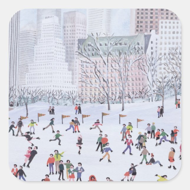 Skaten Rink Central Park New York 1994 Quadratischer Aufkleber (Vorderseite)