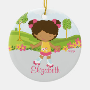 Skaten-Rollen-Skater-Mädchen-Weihnachtsverzierung Keramikornament