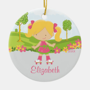 Skaten-Rollen-Skater-Mädchen-Weihnachtsverzierung Keramikornament