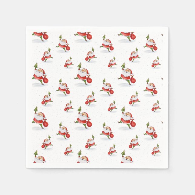 Skaten Santa Niedliche Weihnachtsfarbe Serviette (Vorderseite)